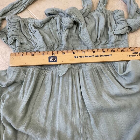 Urban Outfitters Smocked Wide Leg  jumpsuit Romper halter women‘s M green Boho - Picture 14 of 16